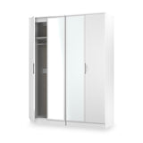 Beckett 4 Door Mirrored Wardrobe White from Roseland Furniture