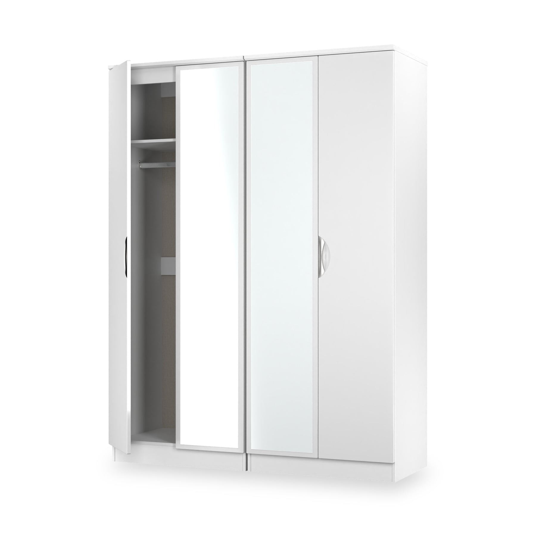 Beckett 4 Door Mirrored Wardrobe White from Roseland Furniture