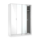 Beckett 4 Door Mirrored Wardrobe White from Roseland Furniture