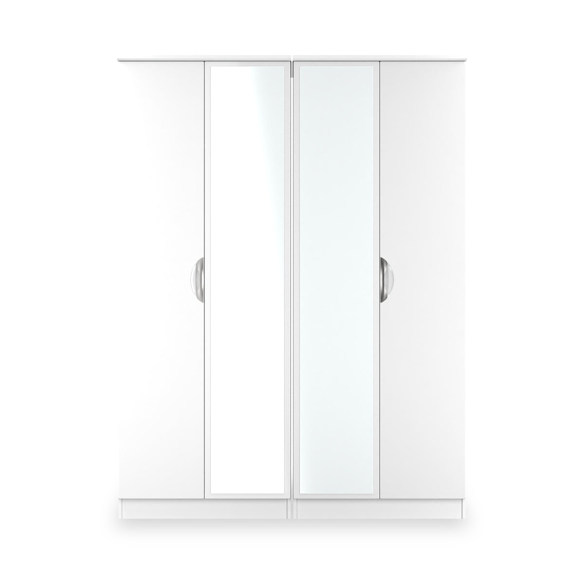 Beckett 4 Door Mirrored Wardrobe White from Roseland Furniture
