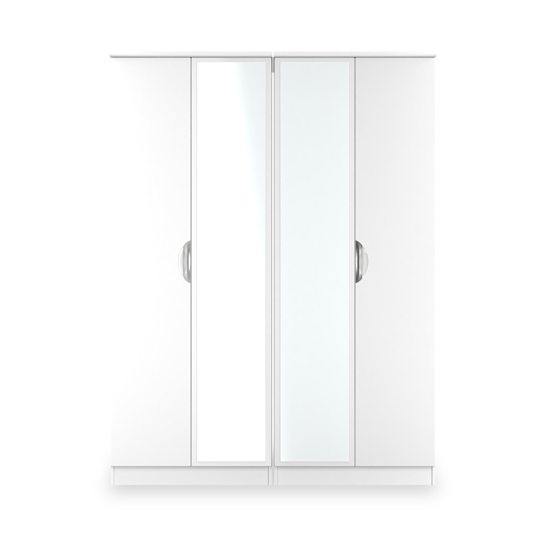 Beckett 4 Door Mirrored Wardrobe White from Roseland Furniture