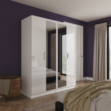 Beckett 4 Door Mirrored Wardrobe White from Roseland Furniture