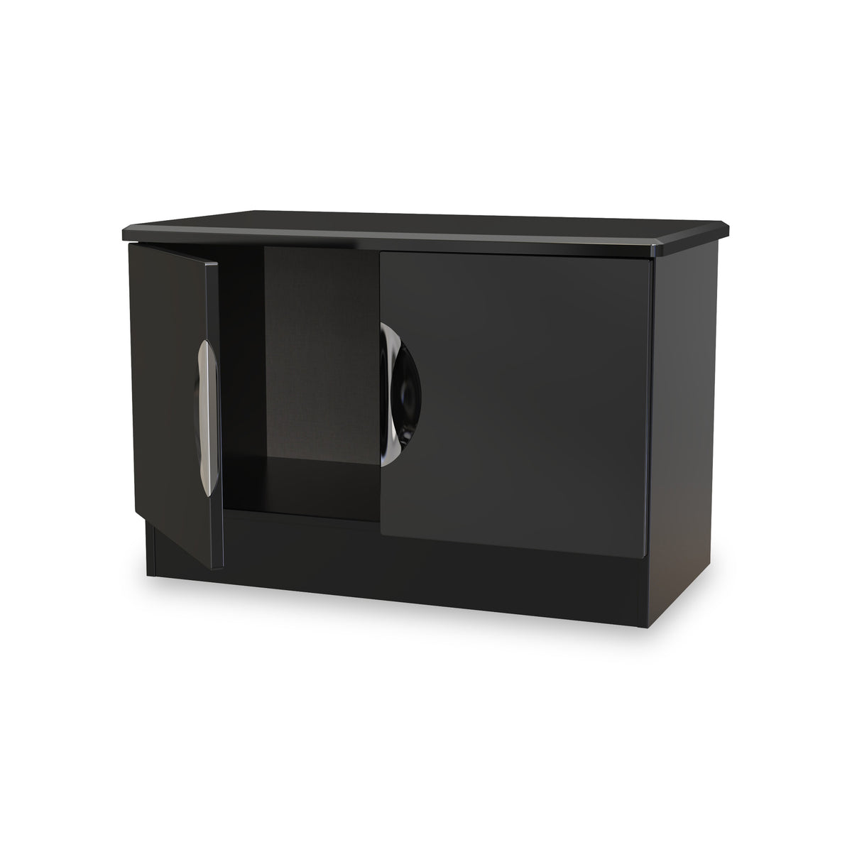 Beckett Black Gloss 2 Door Compact TV Cabinet from Roseland