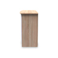 A wooden podium stands against a plain white background, viewed from a front and slightly above angle.