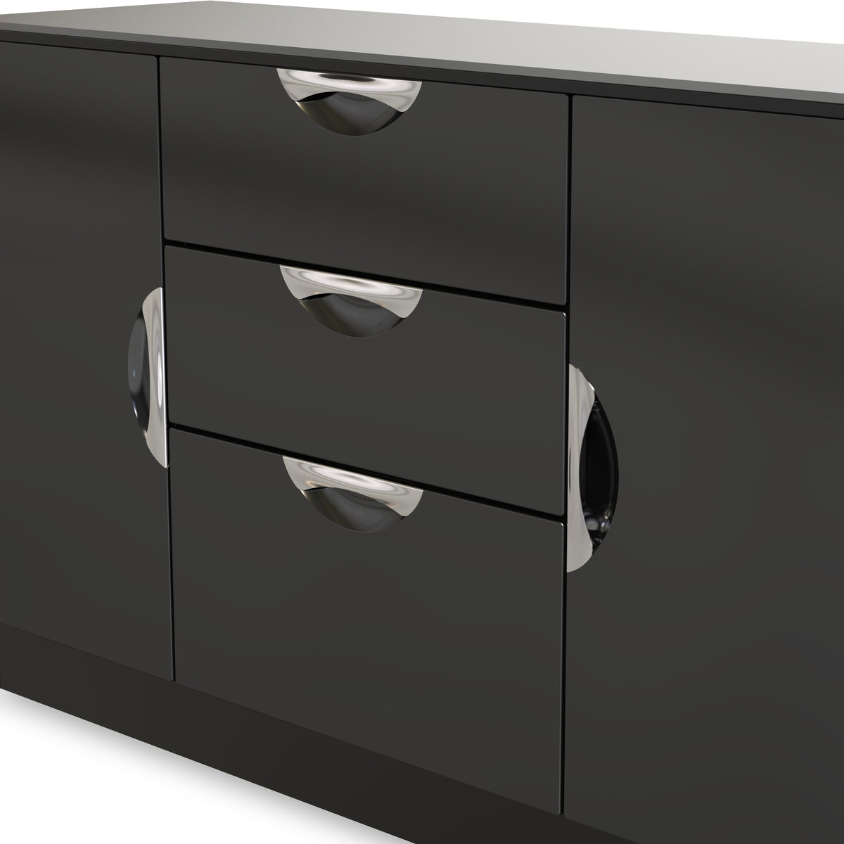 Beckett Black Gloss 2 Door 3 Drawer Sideboard by Roseland Furniture