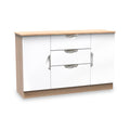 Beckett White Gloss & Light Wood 2 Door 3 Drawer Sideboard by Roseland Furniture