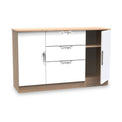Beckett White Gloss & Light Wood 2 Door 3 Drawer Sideboard Cabinet by Roseland Furniture
