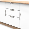 Beckett White Gloss & Light Wood 2 Door 3 Drawer Sideboard by Roseland Furniture