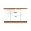 Beckett White Gloss & Light Wood 2 Door 3 Drawer Storage Sideboard by Roseland Furniture