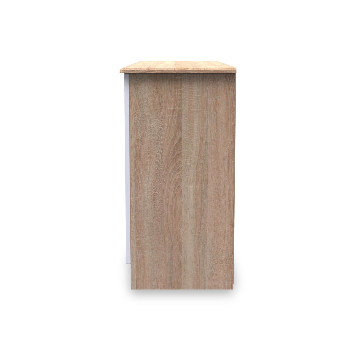 Beckett White Gloss & Light Wood 2 Door 3 Drawer Sideboard by Roseland Furniture