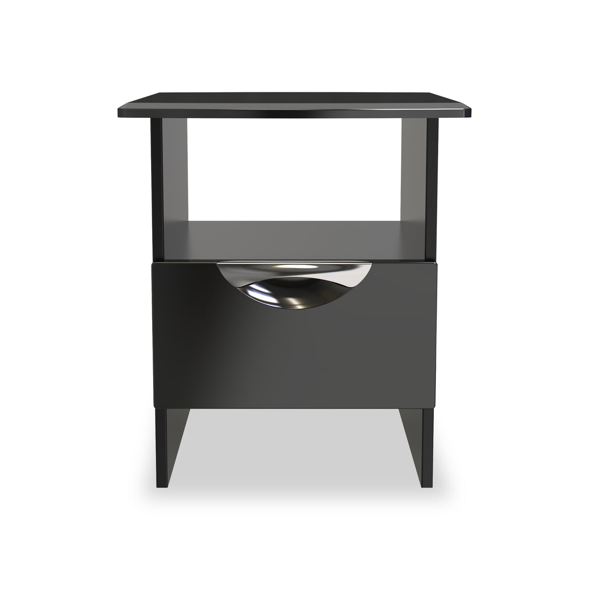Beckett Black Gloss 1 Drawer with Open Shelf Lamp Table by Roseland Furniture