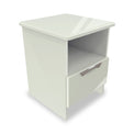 Beckett Cream Gloss 1 Drawer with Open Shelf Lamp Table by Roseland Furniture
