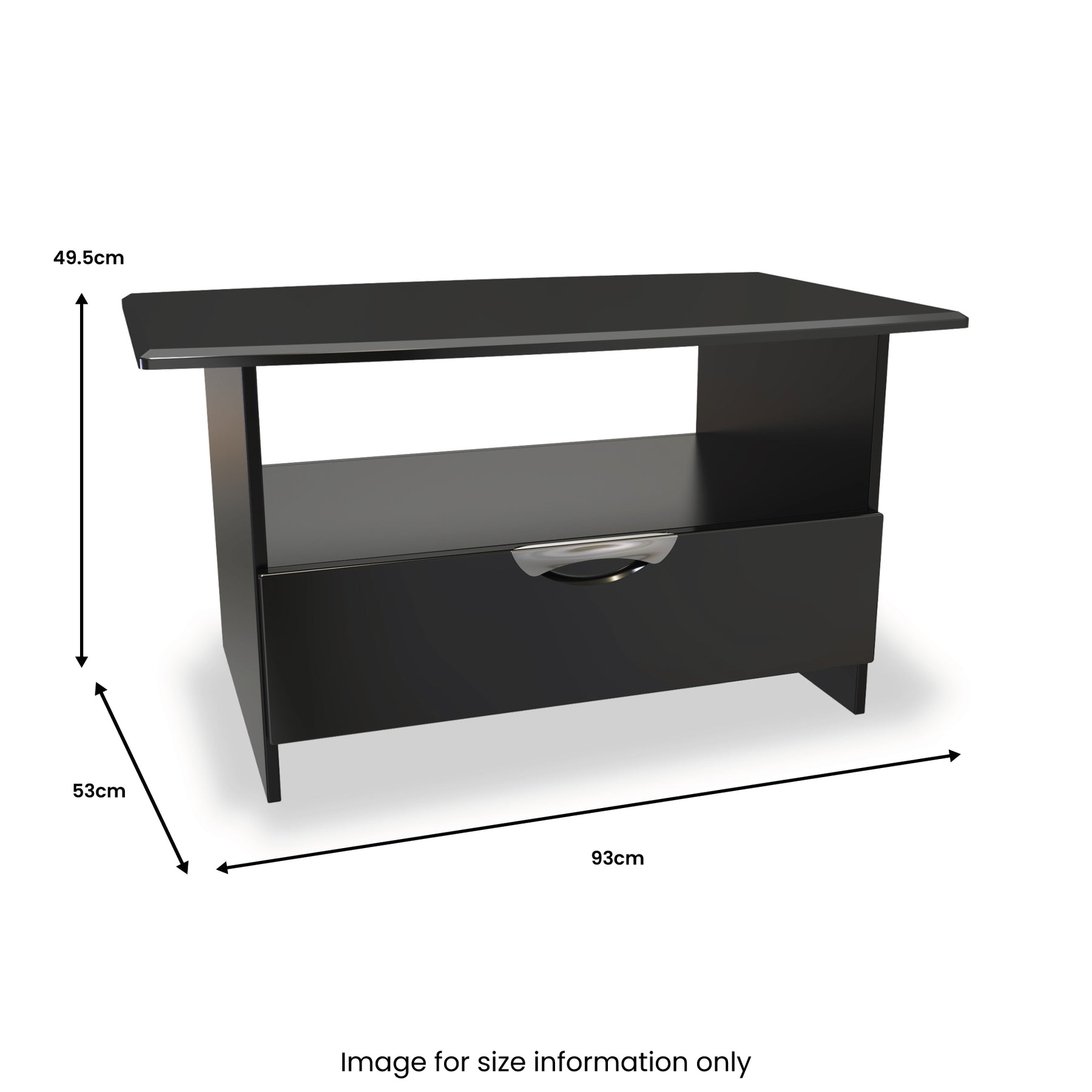 Beckett Black Gloss 1 Drawer with Open Shelf Coffee Table by Roseland Furniture