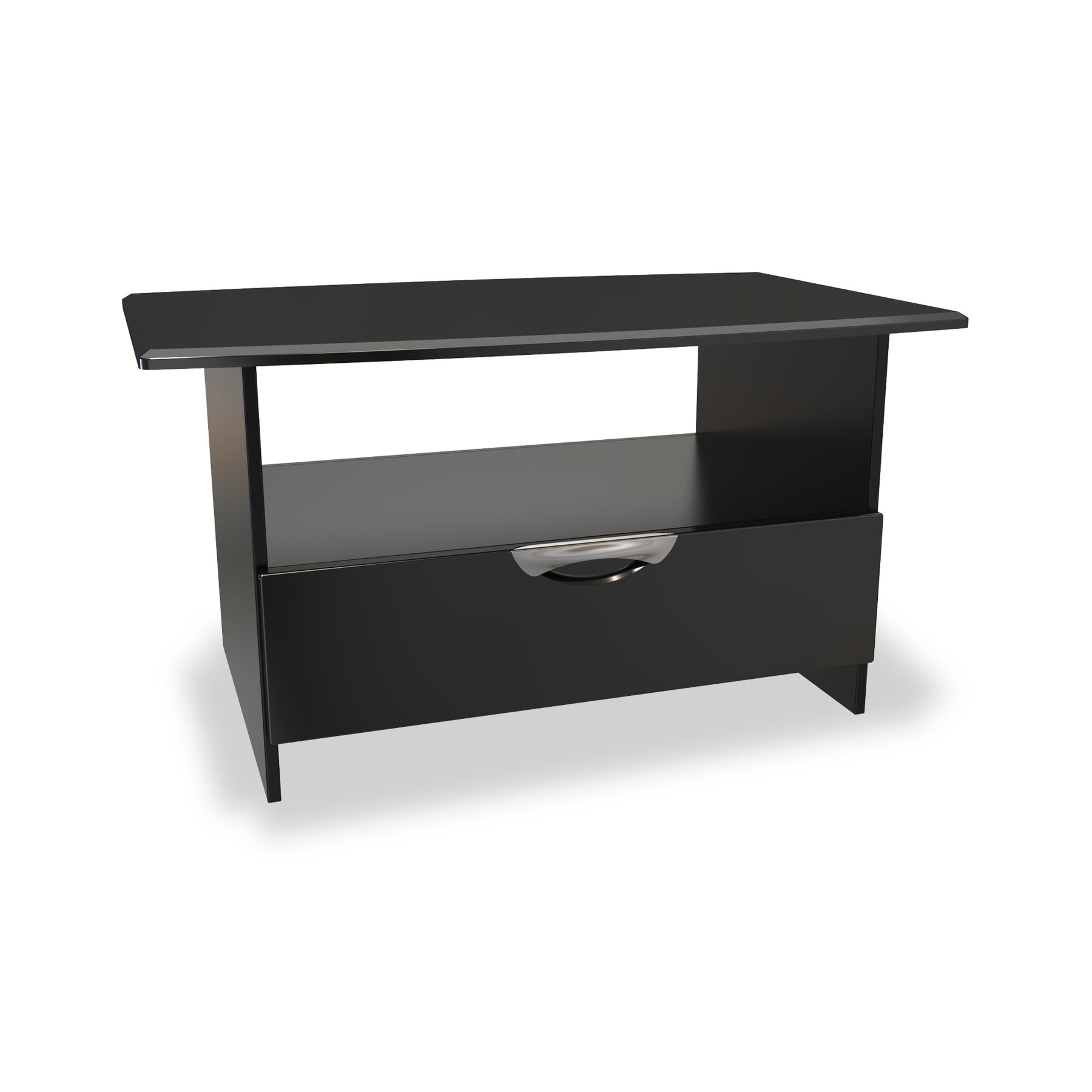 Beckett Black Gloss 1 Drawer with Open Shelf Coffee Table by Roseland Furniture