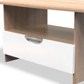 Beckett White Gloss & Light Wood 1 Drawer with Open Shelf Coffee Table by Roseland Furniture