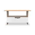 Beckett White Gloss & Light Wood 1 Drawer with Open Shelf Coffee Table by Roseland Furniture