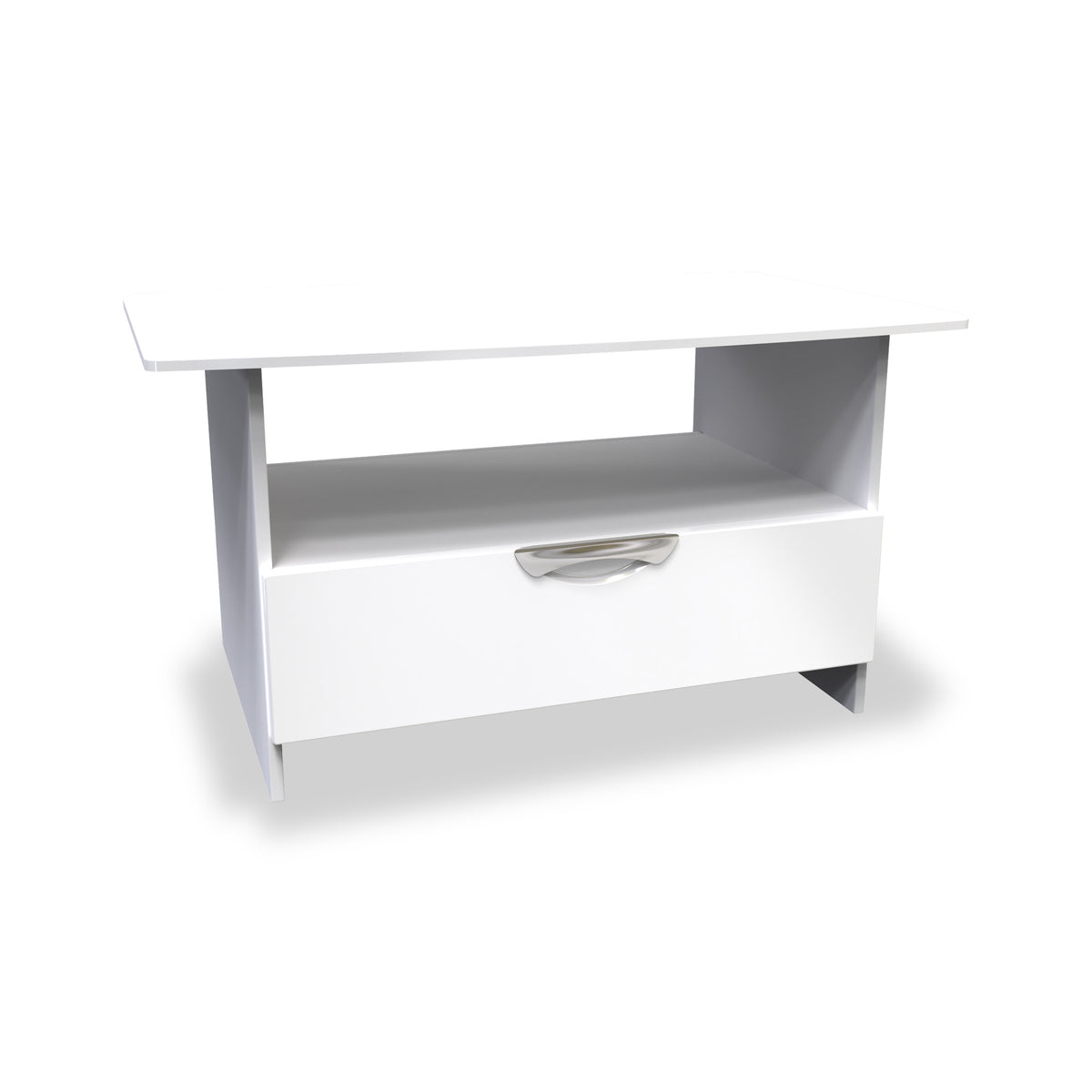 Beckett White Gloss 1 Drawer with Open Shelf Coffee Table by Roseland Furniture