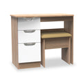Beckett White Gloss & Light Wood Dressing Table with Stool from Roseland