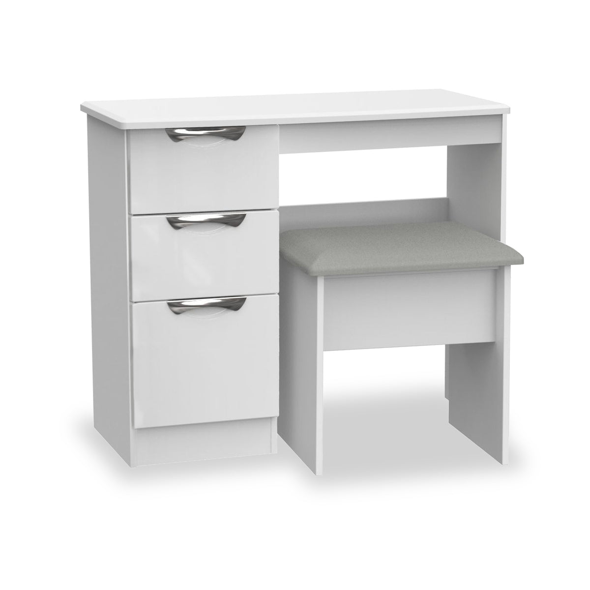 Beckett White Gloss Dressing Table with Stool from Roseland