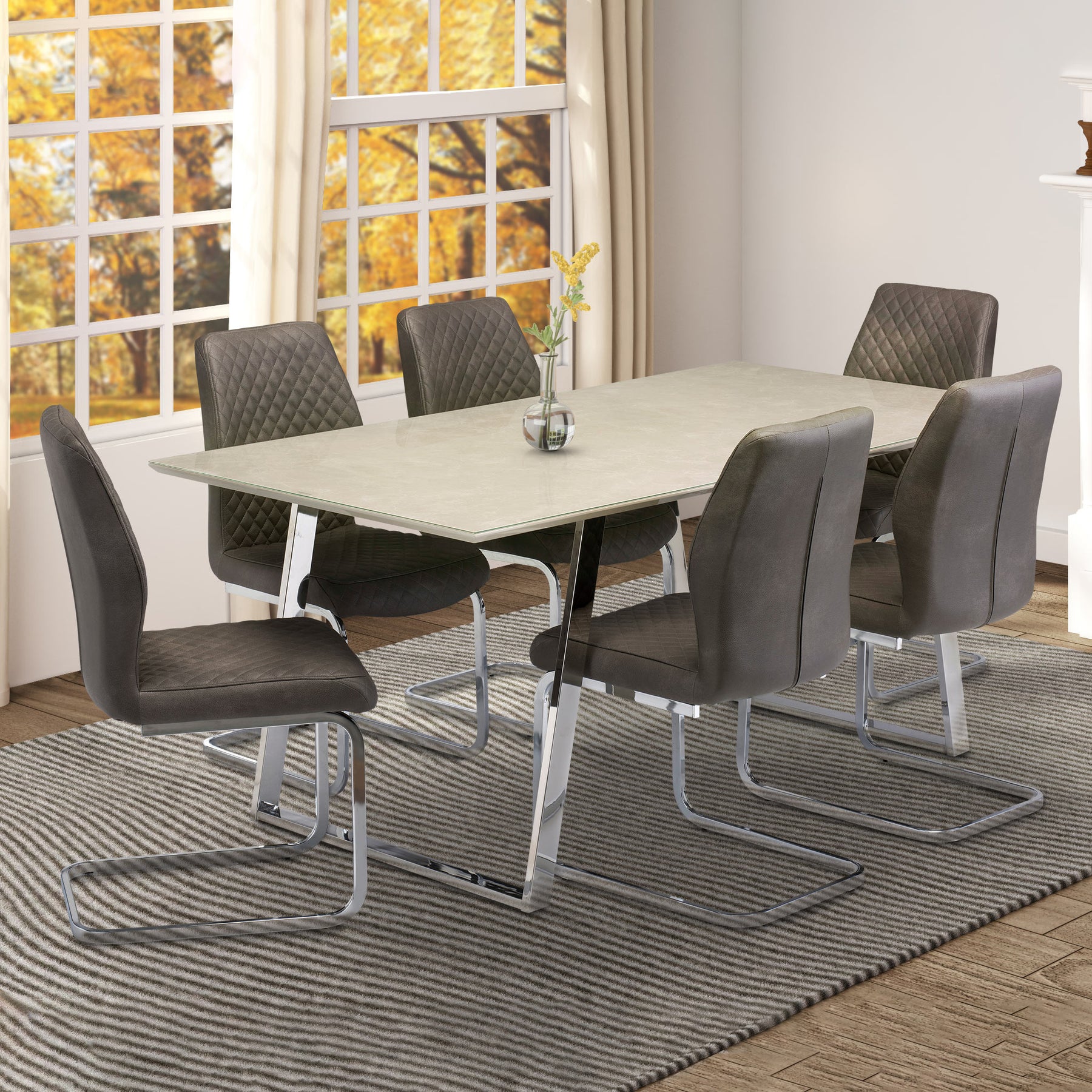 Lewis Taupe Faux Leather Quilted Back Dining Chair for dining chair