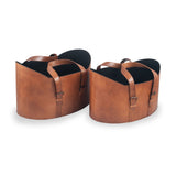 Alessio Brown Leather Handled Storage from Roseland Furniture