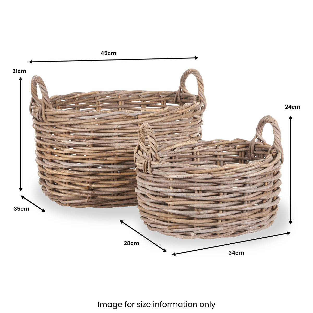 Kubu Oval Baskets Grey from Roseland Furniture