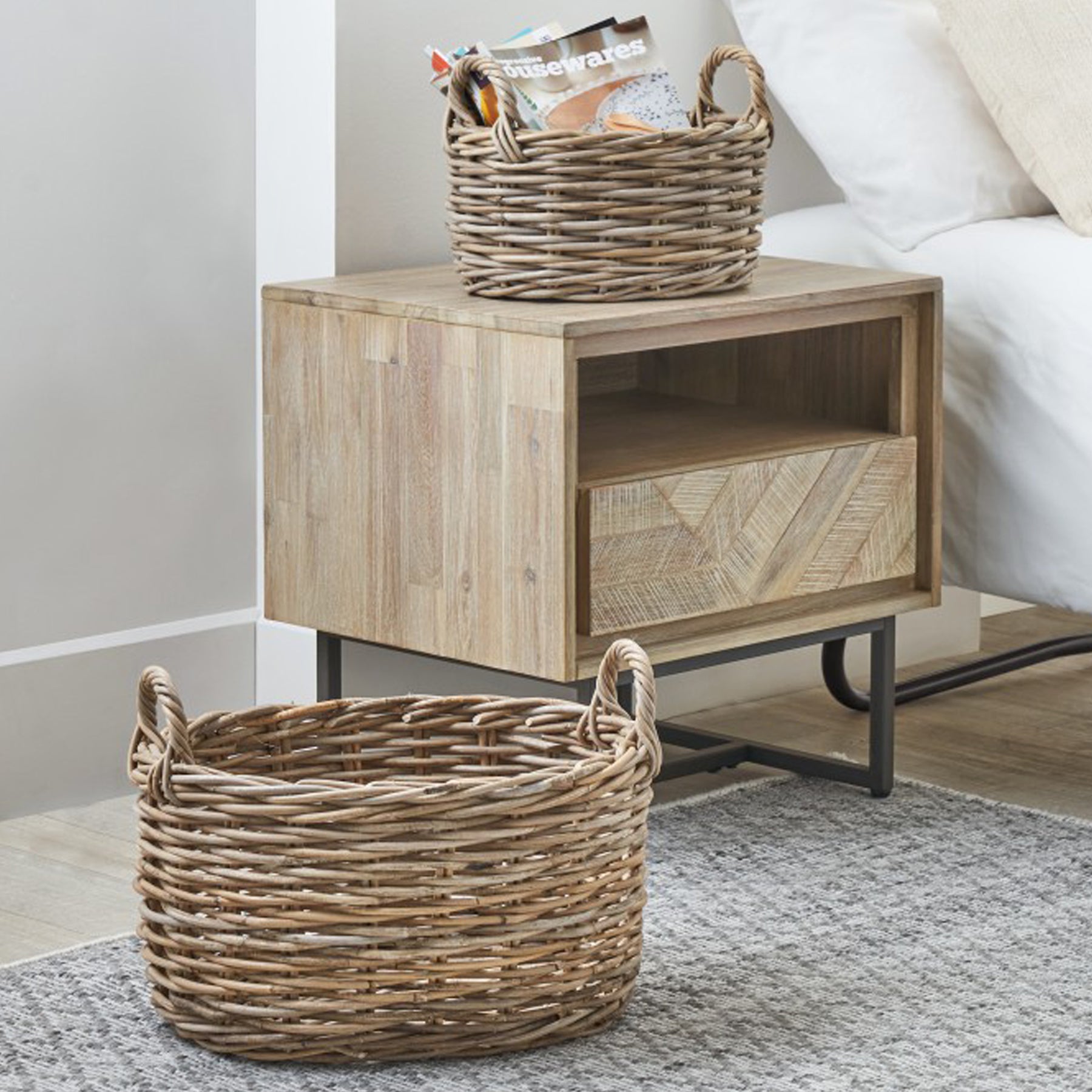 Kubu Oval Baskets Grey from Roseland Furniture