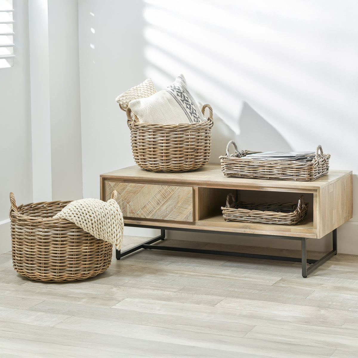 Kubu Basket Trays Grey from Roseland Furniture
