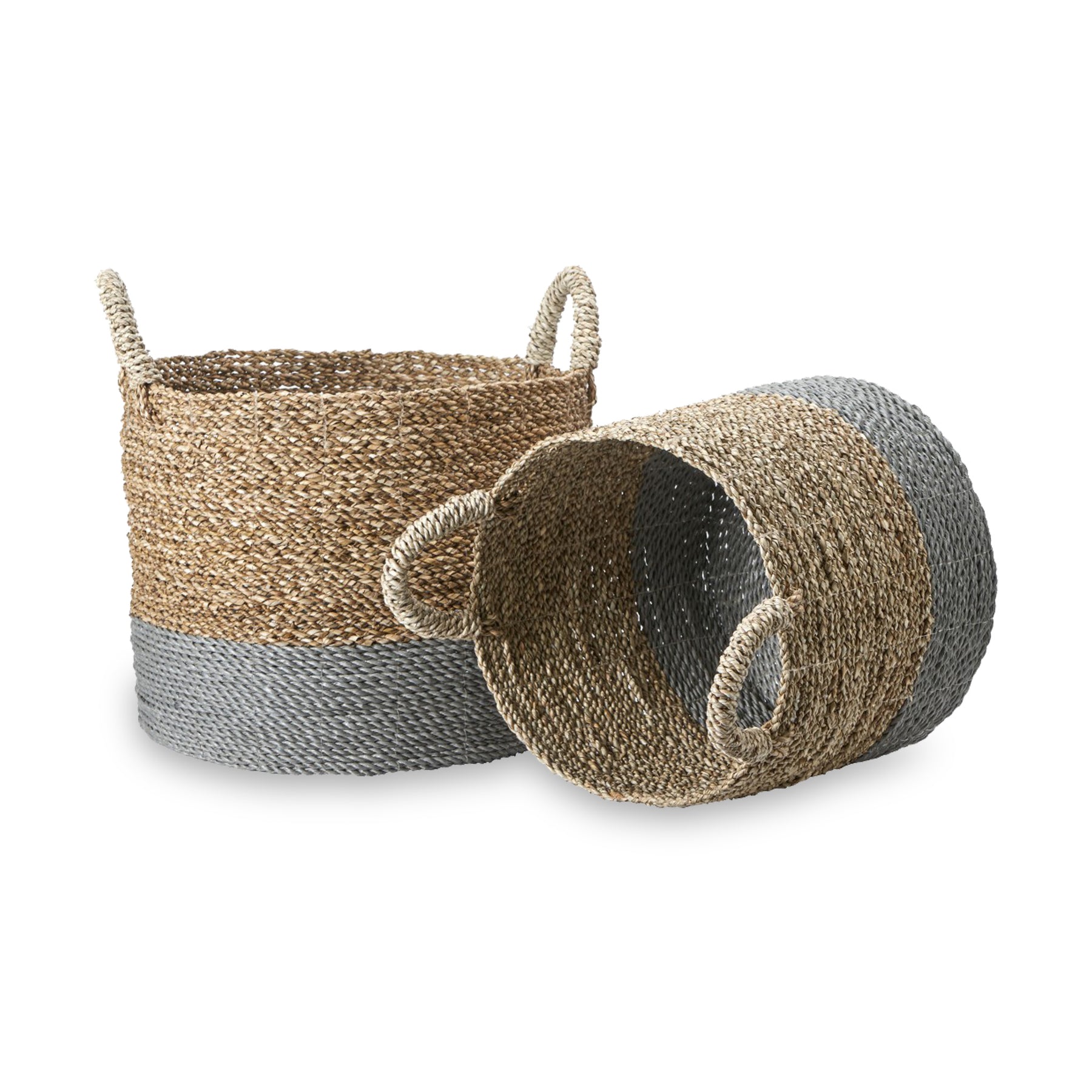 Banana Leaf Two Tone Baskets Grey from Roseland Furniture