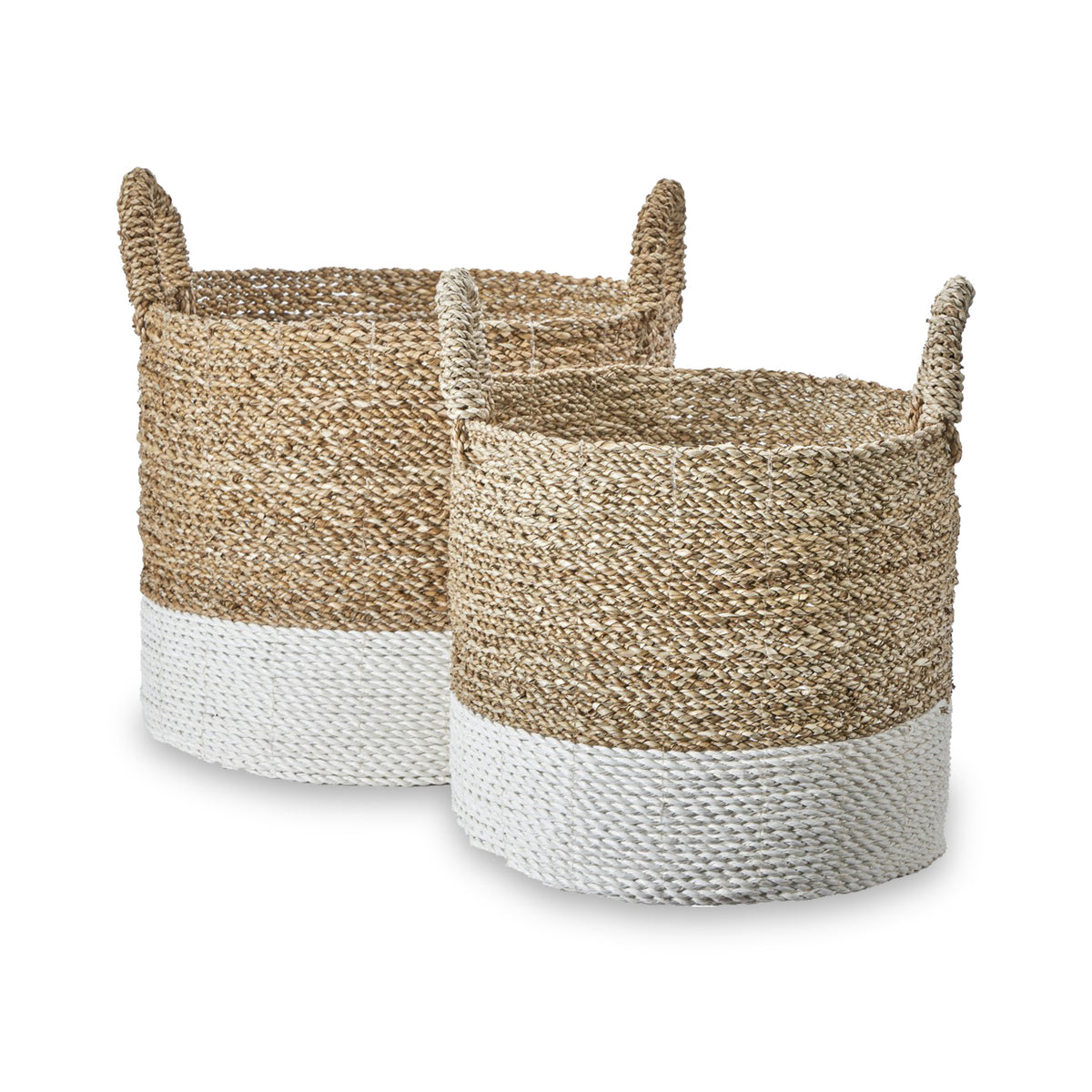 Banana Leaf Two Tone Baskets White from Roseland Furniture