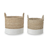 Banana Leaf Two Tone Baskets White from Roseland Furniture