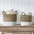 Banana Leaf Two Tone Baskets White from Roseland Furniture