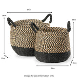 Seagrass Natural and Black Round Handled Baskets from Roseland Furniture