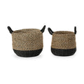 Seagrass Natural and Black Round Handled Baskets from Roseland Furniture
