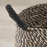Seagrass Natural and Black Round Handled Baskets from Roseland Furniture