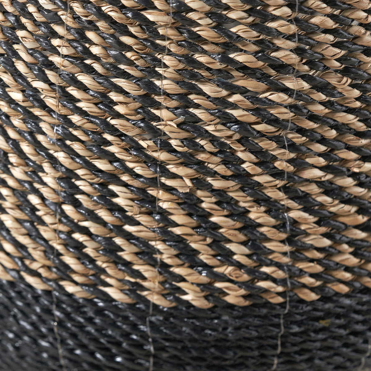 Seagrass Natural and Black Round Handled Baskets from Roseland Furniture