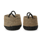 Seagrass Natural and Black Round Handled Baskets from Roseland Furniture