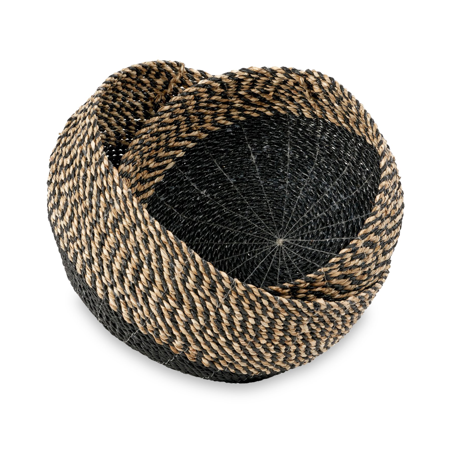 Seagrass Natural and Black Round Baskets from Roseland Furniture