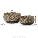 Seagrass Natural and Black Round Baskets from Roseland Furniture