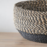 Seagrass Natural and Black Round Baskets from Roseland Furniture