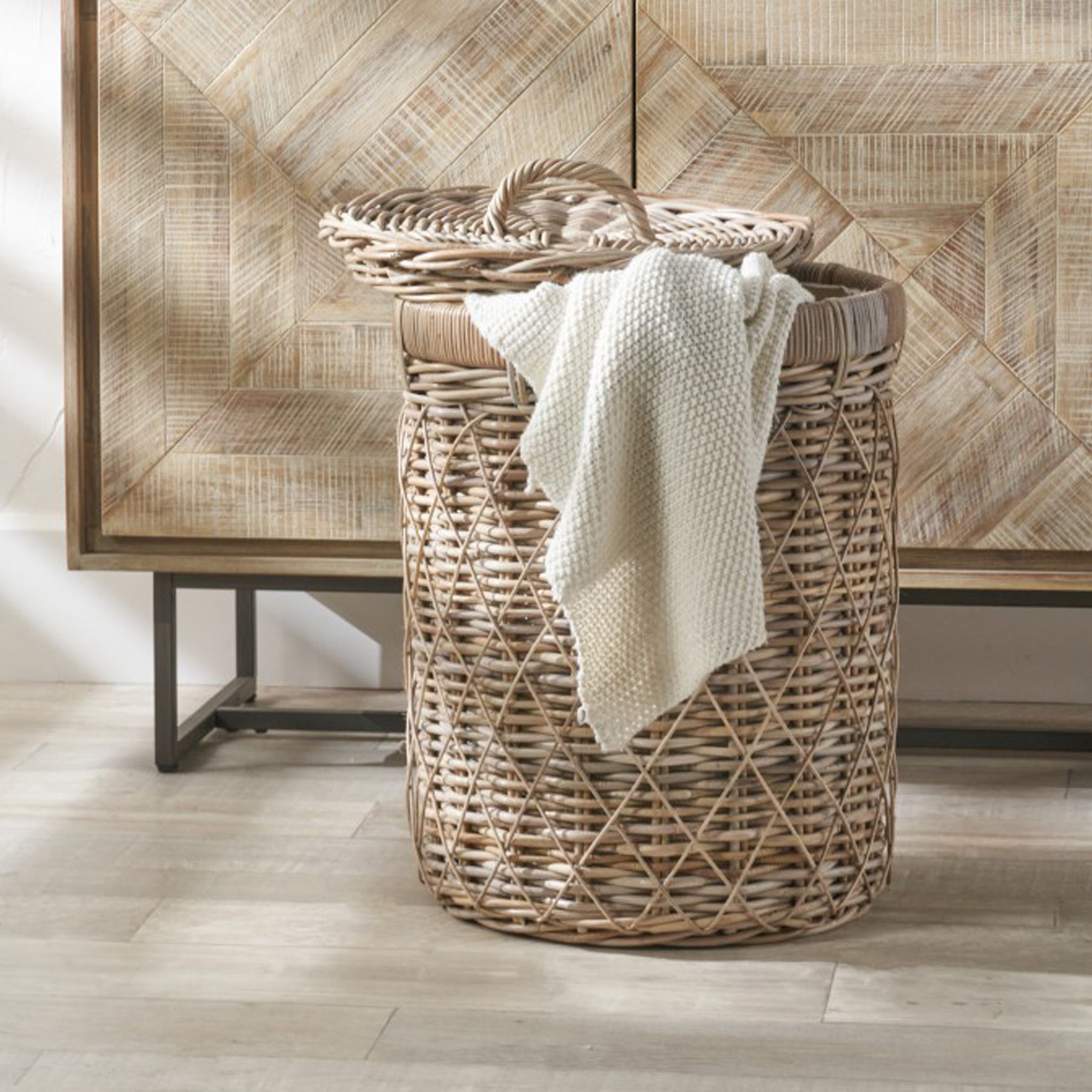 Rattan Round Linen Basket from Roseland Furniture