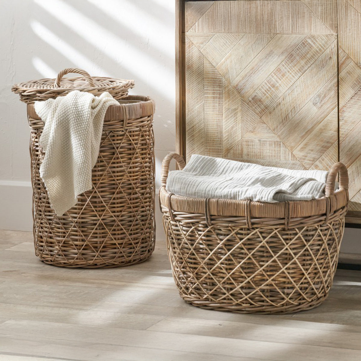 Rattan Round Linen Basket from Roseland Furniture
