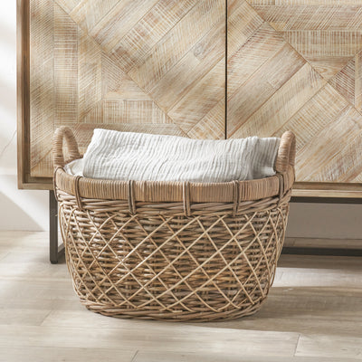 Rattan Oval Handled Laundry Basket