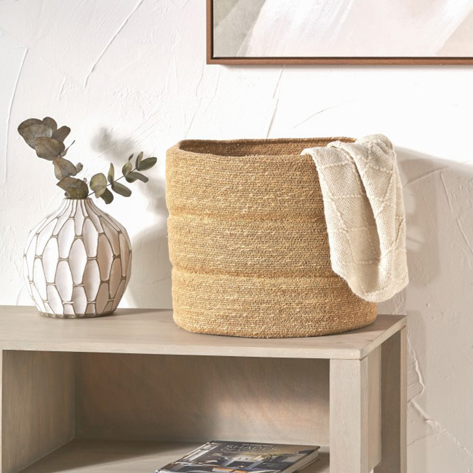 Seagrass Natural Ribbed Basket from Roseland Furniture