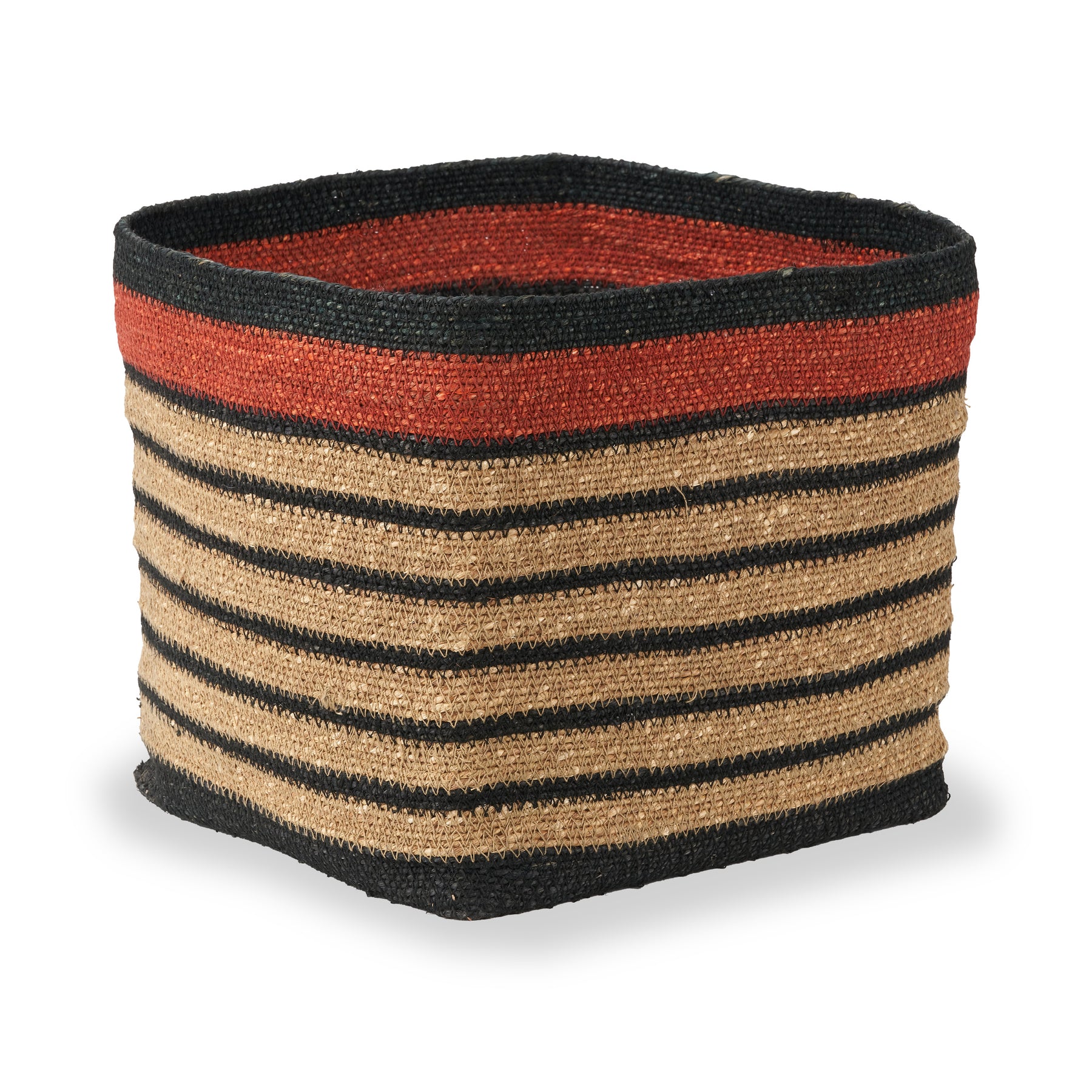 Seagrass Stripe Square Basket Terracotta from Roseland Furniture