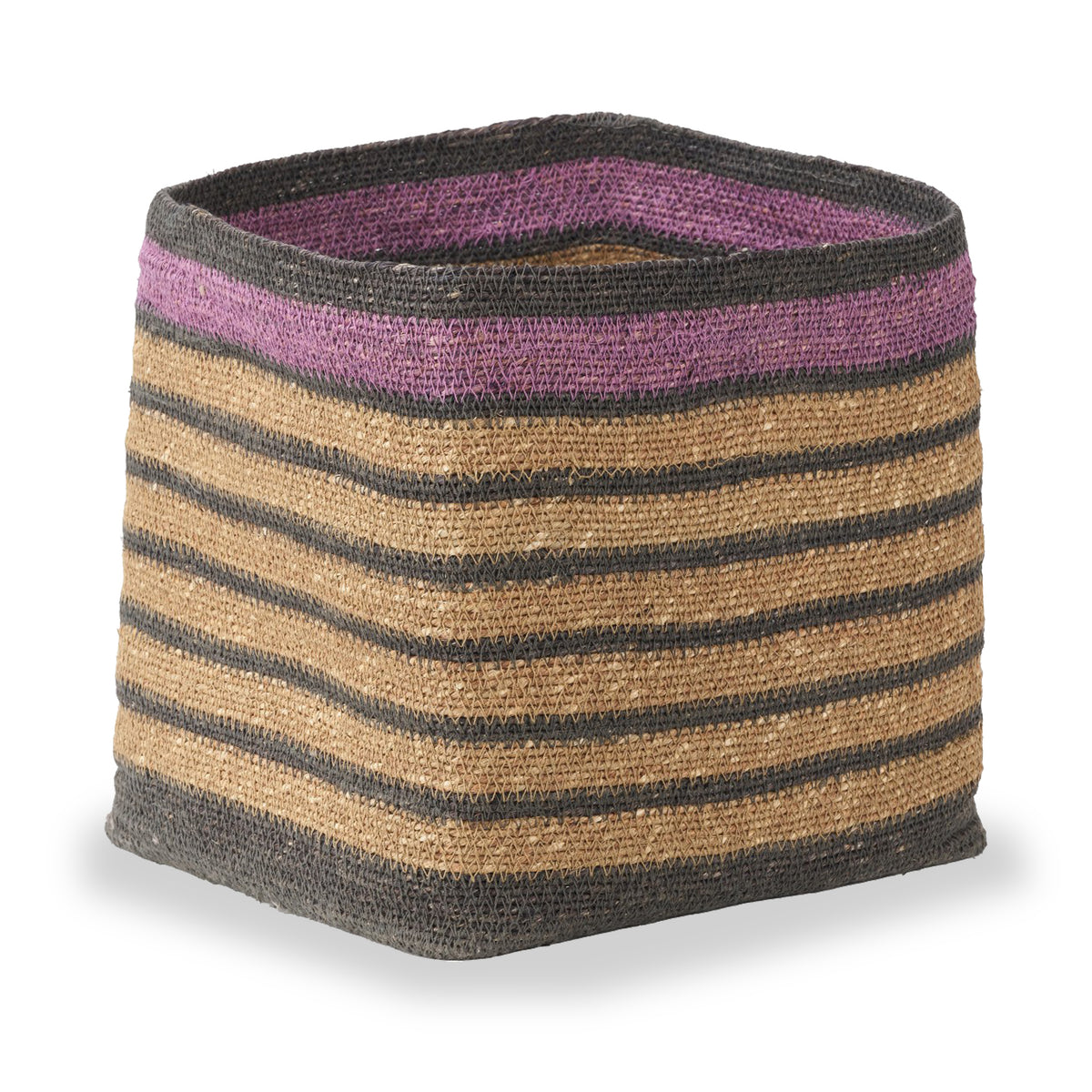 Seagrass Stripe Square Basket Lilac from Roseland Furniture