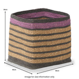Seagrass Stripe Square Basket Lilac from Roseland Furniture