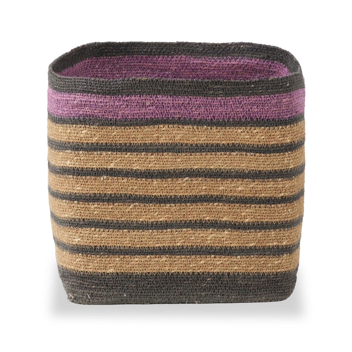 Seagrass Stripe Square Basket Lilac from Roseland Furniture