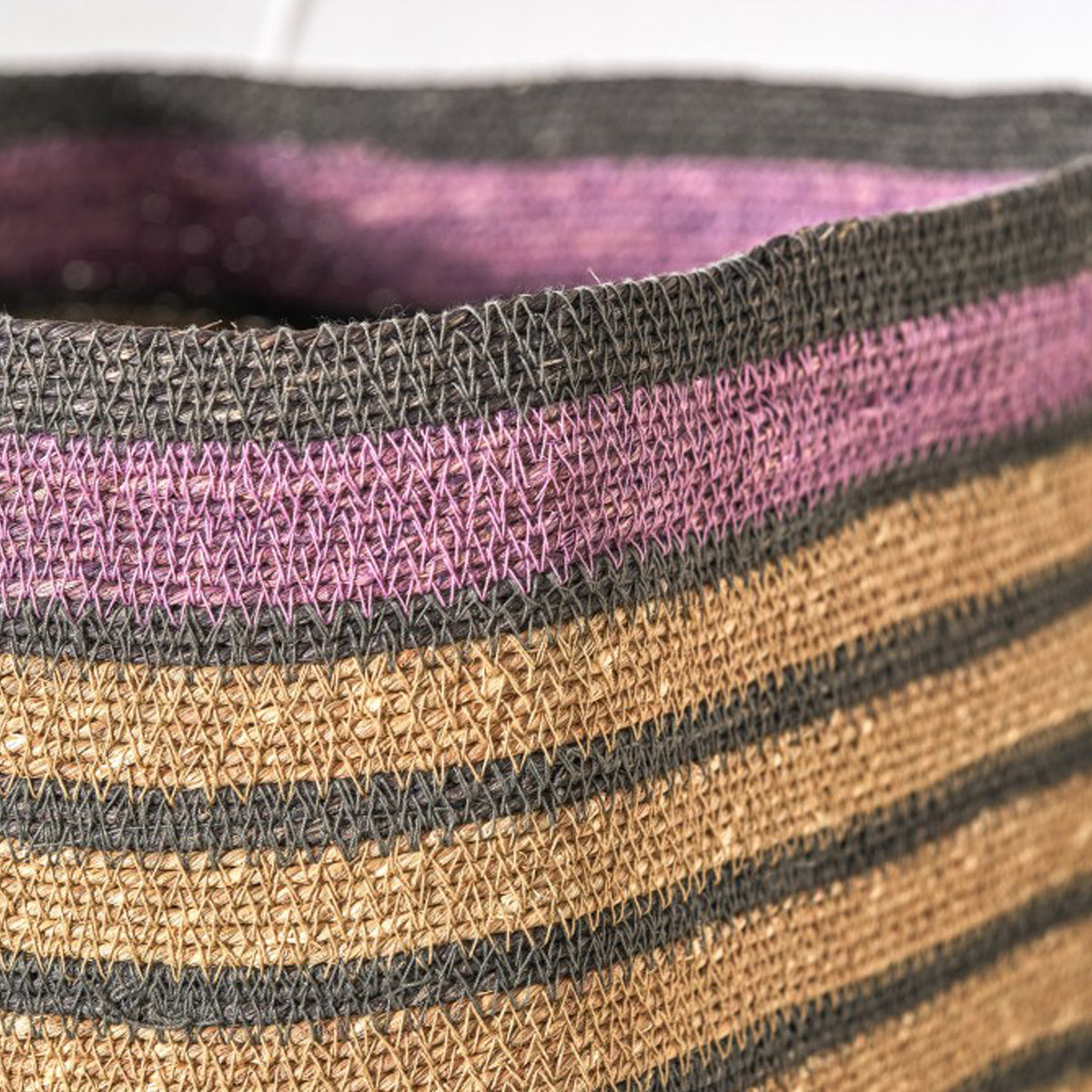 Seagrass Stripe Square Basket Lilac from Roseland Furniture