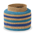 Seagrass Stripe Round Basket Turquoise from Roseland Furniture